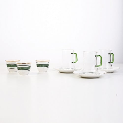 طقم بيالات شاي وفناجين قهوة ملون