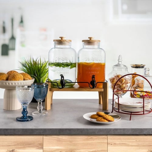 طقم موزع عصير مع قاعدة - زجاج