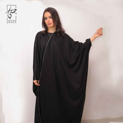 Black abaya butterfly with crepe fabric, salona st...