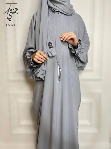 شرشف صلاة بسحاب من القطن السادة باللون الرمادي الف...