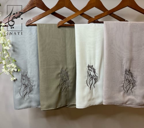 طرح بوال مع تطريز بالخيط برسمة خيل