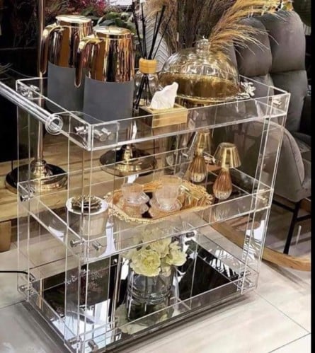 عربة تقديم ضيافة بعجلات اكريلك