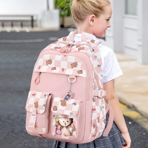 شنطة ظهر من جنيريك لطيفة للاطفال بتصميم كاروهات لل...