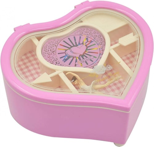 صندوق موسيقى على شكل قلب مع راقصة باليه في الداخل...