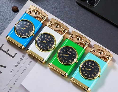 ساعة انالوج مضيئة بولاعة سجائر عصرية