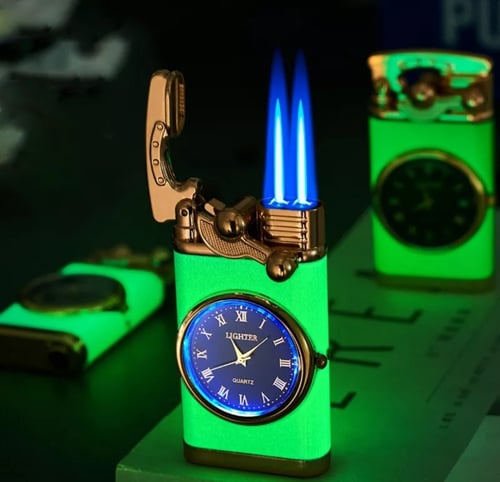 ساعة انالوج مضيئة بولاعة سجائر عصرية