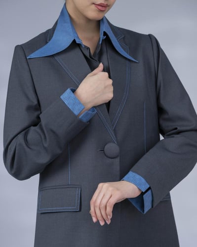 عباية بليزر رمادي داكن قماش كتان