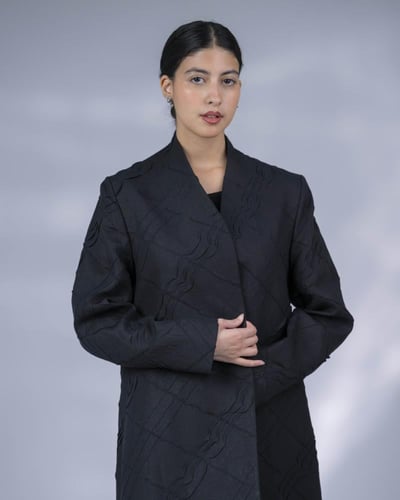 عباية بليزر سوداء قماش لنن