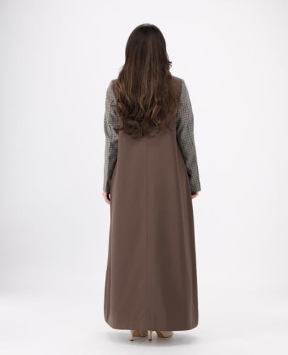 عباية بني غامق كتان انجليزي