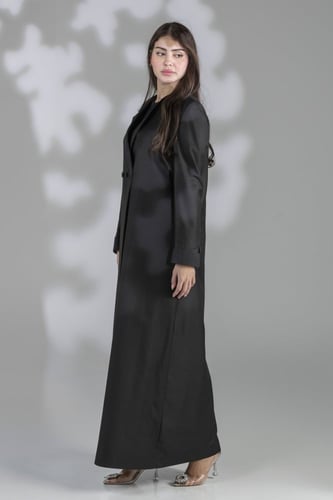 عباية بليزر لون اسود تدخلات رمادي فاتح