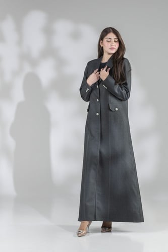 عباية بليزر زيتي قماش صوف