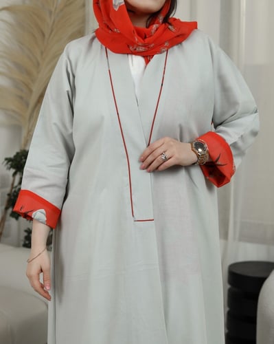 عباية بليزر لنن فرنسي مع شيفون إيطالي