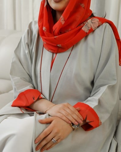 عباية بليزر لنن فرنسي مع شيفون إيطالي