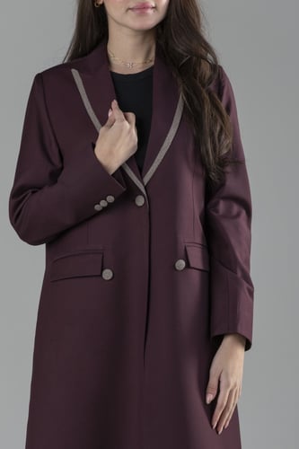 عباية بليزر عنابي داكن قماش كتان ايطالي MB25