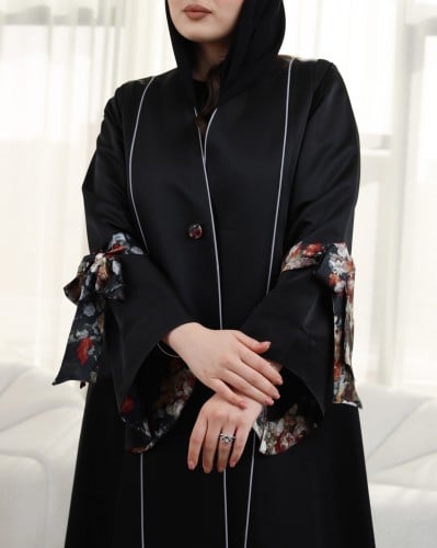 عباية بليزر سوداء تفتا ايطالي حرير طبيعي