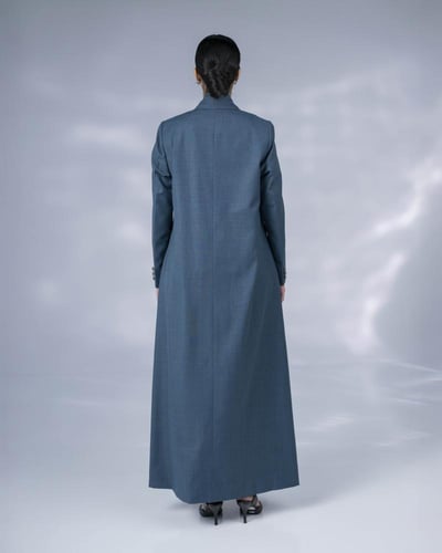 عباية بليزر بترولي فاتح قماش كتان إنجليزي