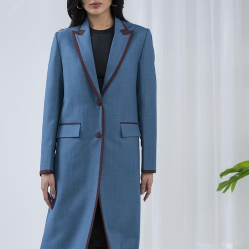 عباية بليزر سماوي قماش خفيف الوزن