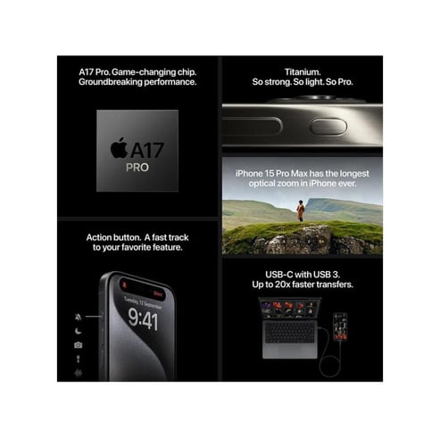 ايفون 15 برو ماكس - تيتانيوم طبيعي