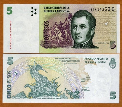 الارجنتين فئة 5 بيزو أنسر إصدار قديم