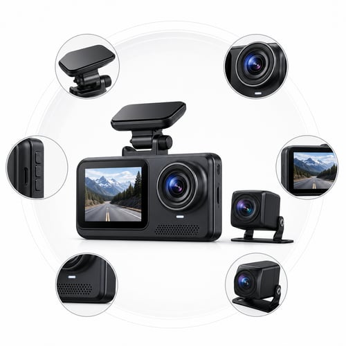 Dash cam 3 cameras 4K