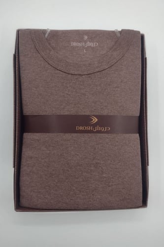 بيجامة كم طويل شتوي رجالي - دروش بني قطن