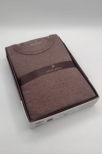 بيجامة كم طويل شتوي رجالي - دروش بني قطن