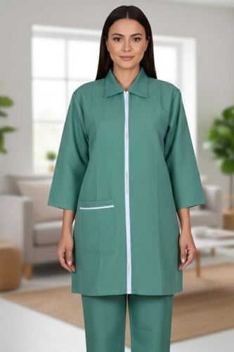 طقم زي عاملات كشميري بسحاب أمامي قطعتين