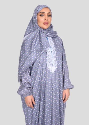 جلال صلاة قطن مشجر بزخارف دانتيل وسحاب أمامي