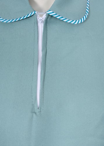 ملابس عاملات كشميري قطعتين بياقة مخططة وسحاب