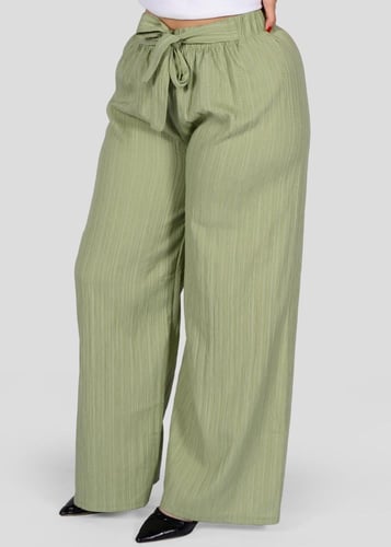 بنطلون نسائي مريح بربطة و خصر مطاطي