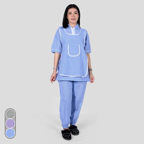 طقم عاملة منزلية مع ياقة 3 قطع