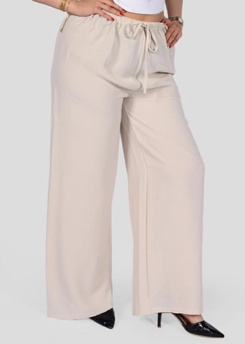 بنطلون بلازو نسائي بخصر مطاطي ورباط تعديل