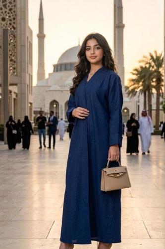 عباية بناتي كتان سادة مريحة وعملية