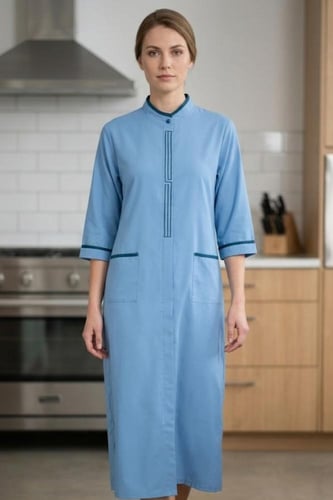 زي عاملات منزلي بياقة صينية و جيوب امامية