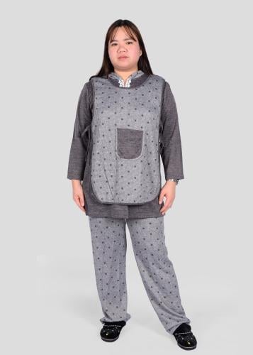 يونيفورم عاملات مخملي 3 قطع مع جيوب أمامية