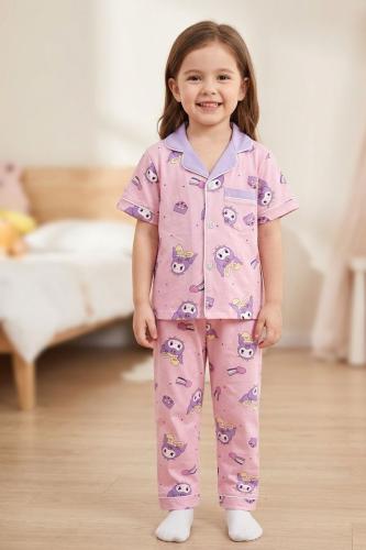 بجامة بناتي قطعتين برسومات كرتونية