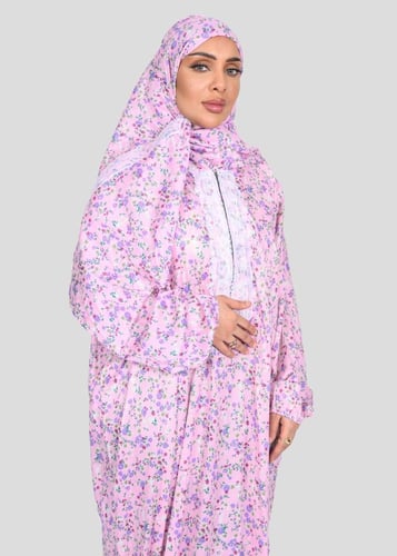 شرشف صلاة وردي مشجر دانتيل بسحاب