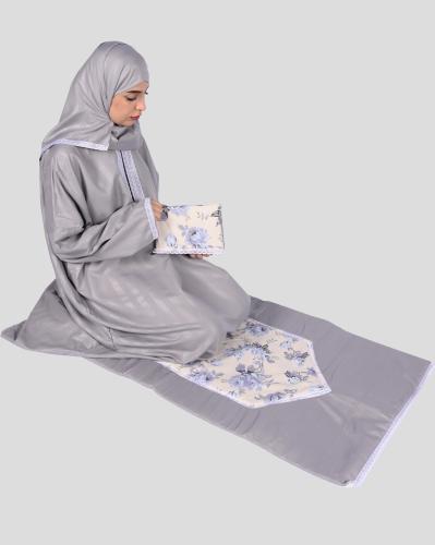 طقم شرشف صلاة نسائي رصاصي