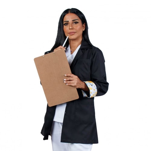 لاب كوت طبي للجنسين , بالطو طبي بأكمام مشجرة