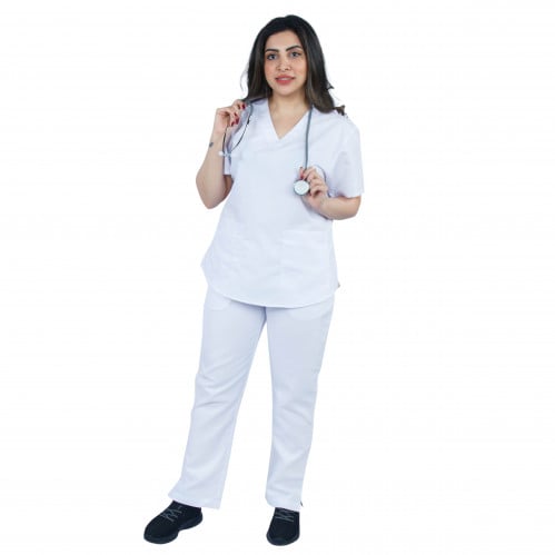 زي طبي لون أبيض نسائي أوفر سايز