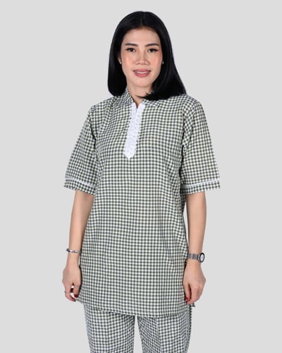 طقم عاملة منزلية مع ياقة 3 قطع