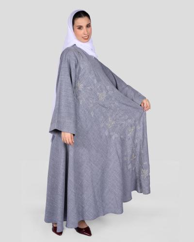 عباية نسائية رصاصية بتصميم مفتوح