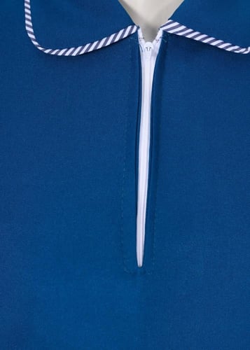 ملابس عاملات كشميري قطعتين بياقة مخططة وسحاب