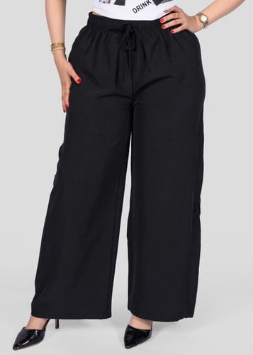 بنطلون نسائي بخصر مطاطي وقصة فضفاضة