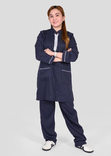 زي عاملات بتصميم دانتيل و جيوب امامية