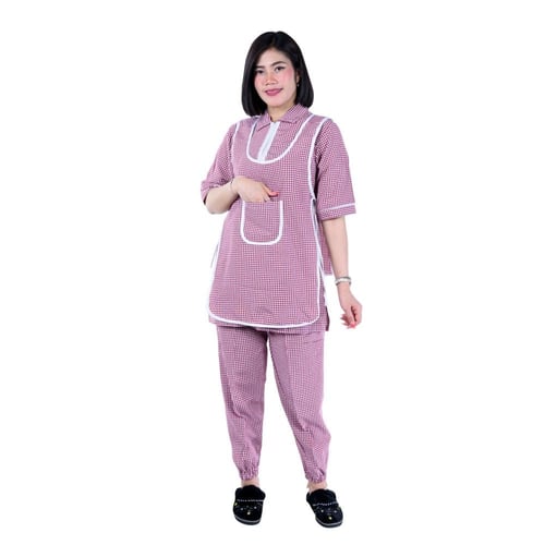 طقم عاملة منزل كاروهات 3 قطع