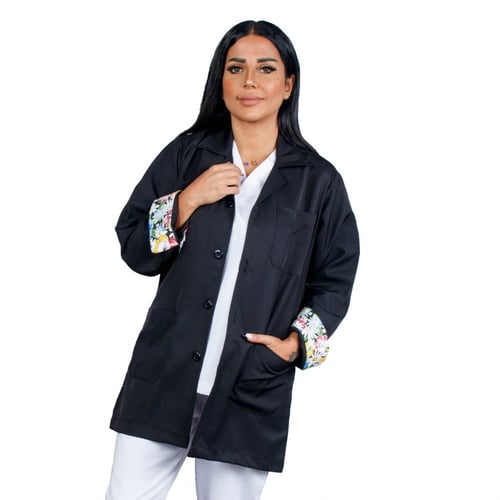 لاب كوت طبي للجنسين , بالطو طبي بأكمام مشجرة