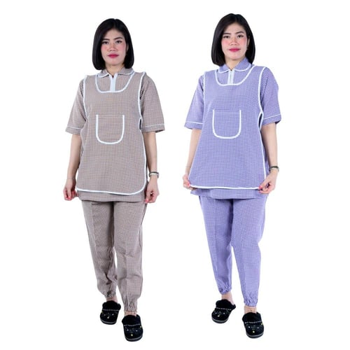 زي عاملة منزل كاروهات 3 قطع