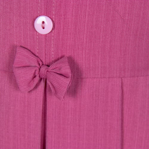 مريول مدرسي أبتدائي بلون وردي مخطط بأزرار وفيونكا...