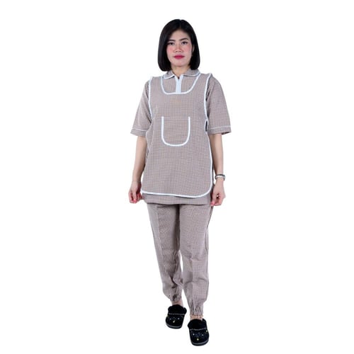 زي عاملة منزل كاروهات 3 قطع